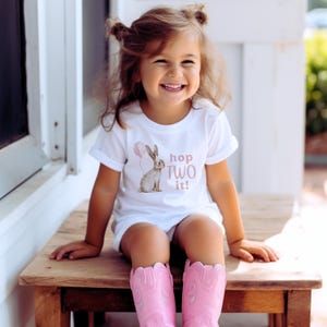 Bunny 2nd Birthday Shirt | Hop TWO It Birthday Outfit Tee for Bunny Rabbit Party | Bunny Matching shirts S732