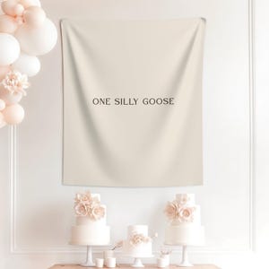 One Silly Goose Birthday Backdrop | One Silly Goose 1st Birthday Party Fabric Banner Decor | Goose Large Flag Sign S101