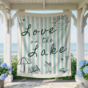 Love on the Lake Backdrop | Love on the Lake Bachelorette Party Fabric Banner Decor | Lake Bridal Shower Large Flag Sign S840