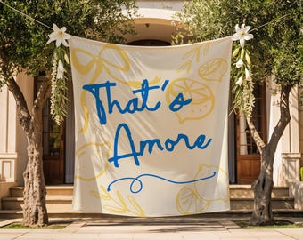 That's Amore Bridal Shower Backdrop | Lemon Bridal Shower Fabric Banner Decor | Italian Citrus Ciao Wedding Large Flag Sign S894