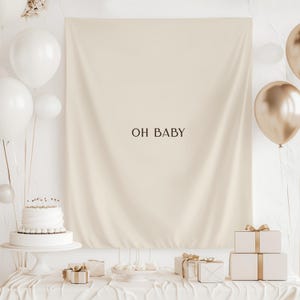 Oh Baby ベビーシャワー背景幕 | 男女兼用ベビーシャワー用布バナーデコレーション | Oh Baby 大型フラッグサイン S101