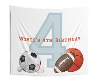 Toile de fond sportive pour le 4e anniversaire | Décoration de fête d'anniversaire sport garçon | Grande enseigne All Star S628