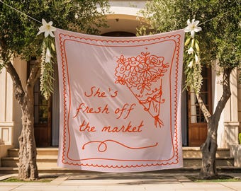 Fresh off the Market Backdrop | Hand Drawn Farmer's Market Bridal Shower Decor | She's Fresh off the Market S752