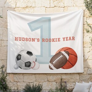 Fondo de cumpleaños de novato/Banner de tela personalizado para primer cumpleaños de niño/Letrero grande All Star para decoración de fiesta S628