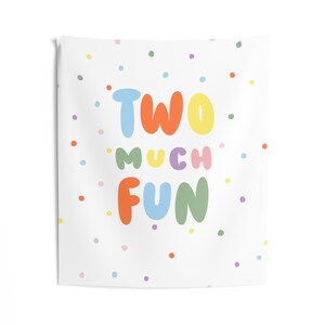 Two Much Fun Birthday Backdrop - 2nd Birthday Theme Banner Party Decor Tapestry S987 image 3