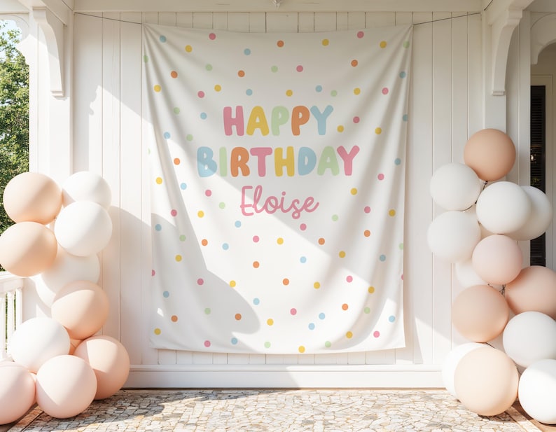 polka dot whimsy happy birthday banner