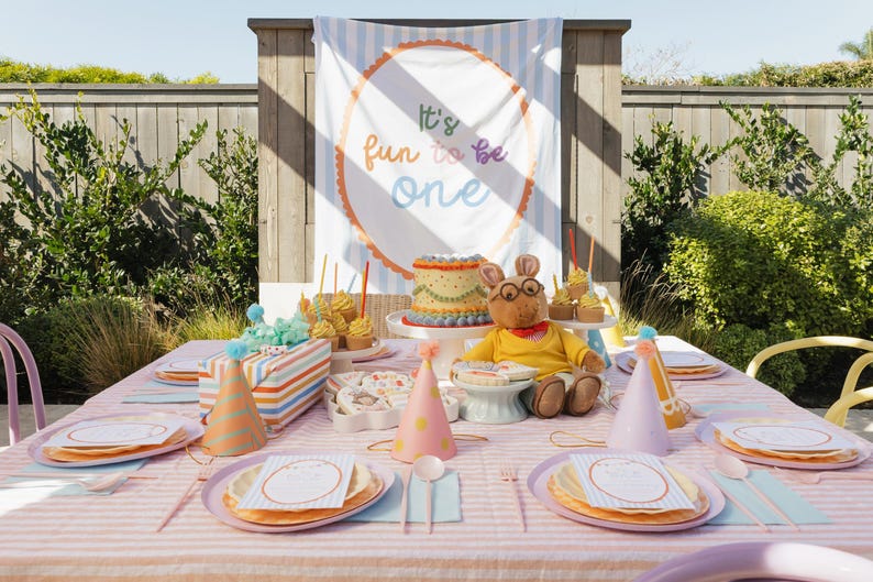It's Fun to Be One Birthday Backdrop - Personalized 1st Birthday Theme Banner Party Decor Tapestry S976 image 3