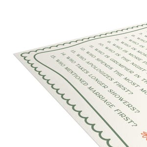 PRINTED + SHIPPED Bride or Groom Game Card for Fresh off the Market Bridal Shower - Green Love in Bloom Wedding Shower Game S848 image 5