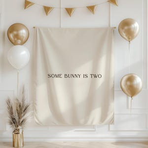 Some Bunny is Two Birthday Backdrop | Bunny 2nd Birthday Party Fabric ...