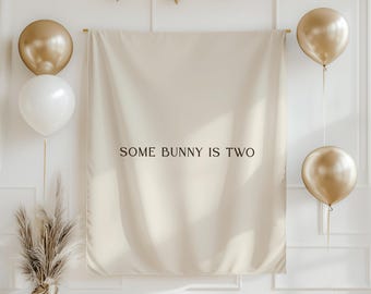 Some Bunny is Two Birthday Backdrop | Bunny 2nd Birthday Party Fabric Banner Decor | Easter Second Birthday Large Flag Sign S101