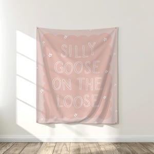Silly Goose on the Loose Birthday Backdrop | Girl One Silly Goose 1st Birthday Party Fabric Banner Decor | Pink Goose Large Flag Sign S830
