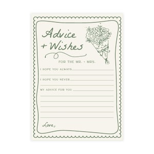 PRINTED + SHIPPED Advice & Wishes Card for Fresh off the Market Bridal Shower | Love in Bloom Wedding Shower Game S848 image 3