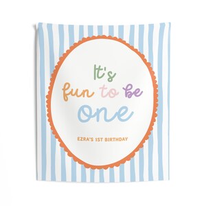It's Fun to Be One Birthday Backdrop - Personalized 1st Birthday Theme Banner Party Decor Tapestry S976 image 6