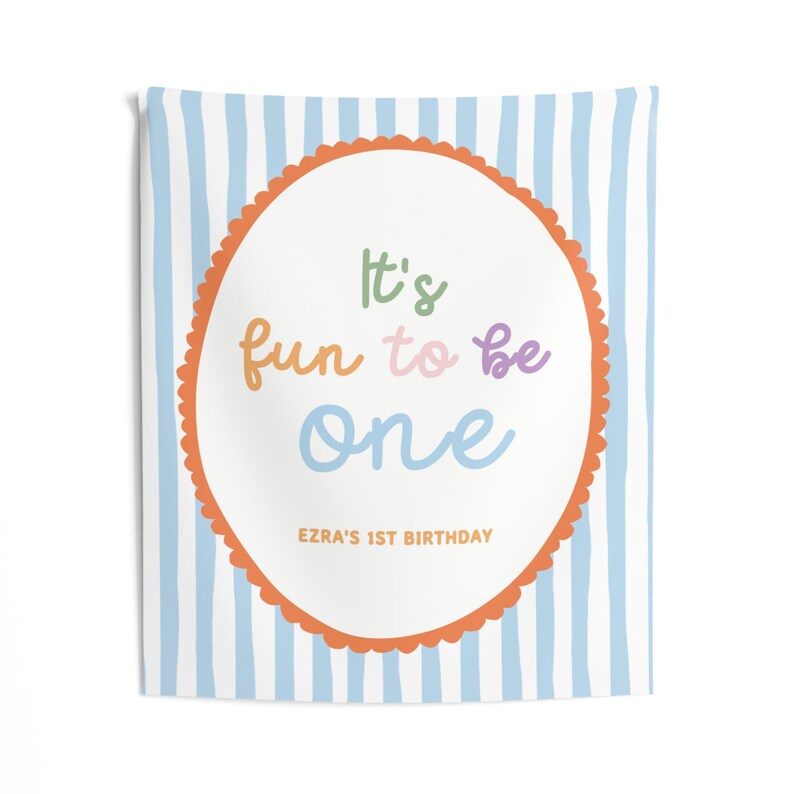 It's Fun to Be One Birthday Backdrop - Personalized 1st Birthday Theme Banner Party Decor Tapestry S976 image 6