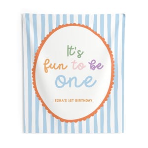 It's Fun to Be One Birthday Backdrop - Personalized 1st Birthday Theme Banner Party Decor Tapestry S976 image 8