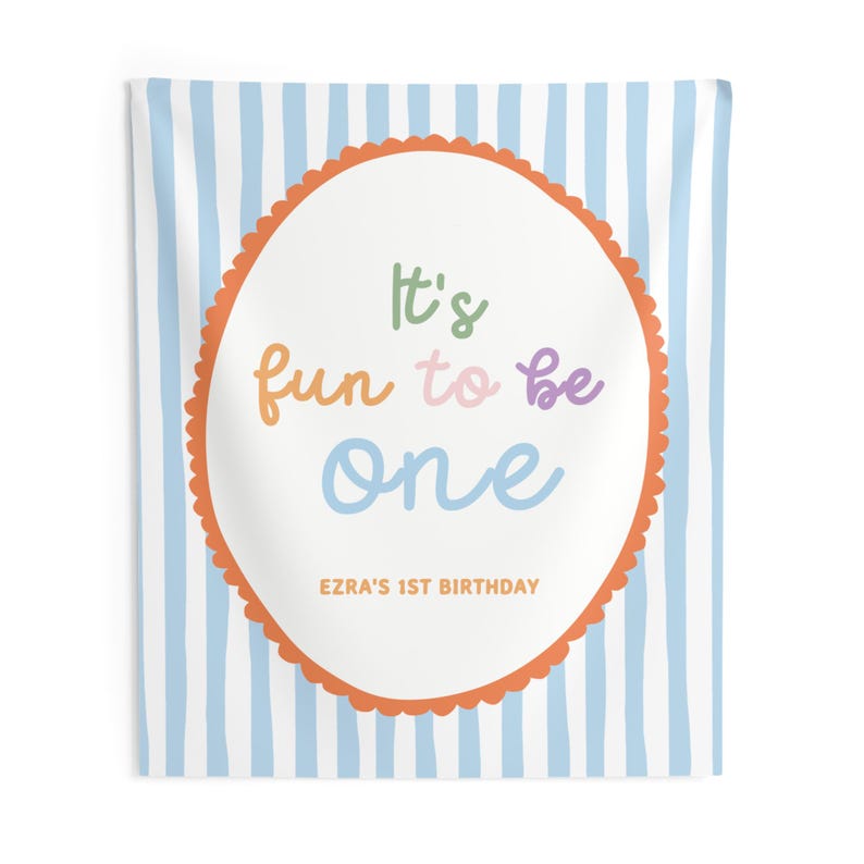 It's Fun to Be One Birthday Backdrop - Personalized 1st Birthday Theme Banner Party Decor Tapestry S976 image 8