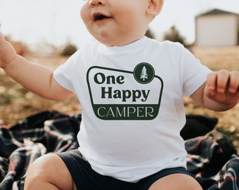 One Happy Camper Birthday Shirt | National Park Sign Shirt for Camping 1st Birthday | Camper First Birthday S381