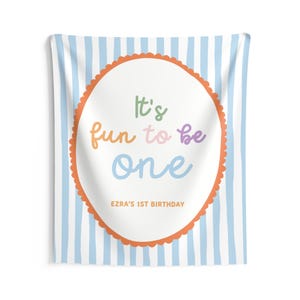 It's Fun to Be One Birthday Backdrop - Personalized 1st Birthday Theme Banner Party Decor Tapestry S976 image 7
