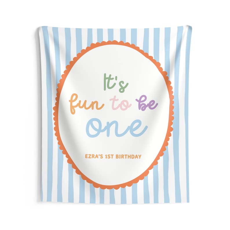 It's Fun to Be One Birthday Backdrop - Personalized 1st Birthday Theme Banner Party Decor Tapestry S976 image 7