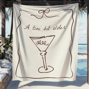 A Tini Bit Older Birthday Backdrop | Martini Birthday Fabric Banner | Hand Drawn Martini Adult Birthday Party Decor S750