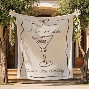 A Tini Bit Older Birthday Backdrop | Martini Birthday Banner | Hand Drawn Martini Adult Birthday Party Decor S750