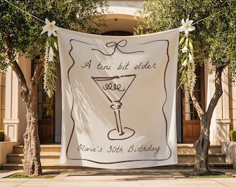 A Tini Bit Older Birthday Backdrop | Martini Birthday Banner | Hand Drawn Martini Adult Birthday Party Decor S750