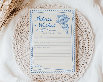 PRINTED + SHIPPED Advice & Wishes Card for Fresh off the Market Bridal Shower | Love in Bloom Wedding Shower Game S748