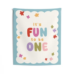 It's Fun to Be One Birthday Backdrop - Girl 1st Birthday Theme Banner Party Decor Tapestry S1015 image 6