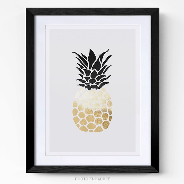 Tableau déco pour cuisine ( ananas or )