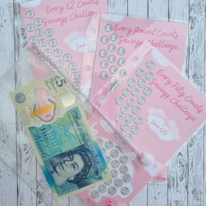 Cash Savings Challenge Tracker | A6 Binder Insert