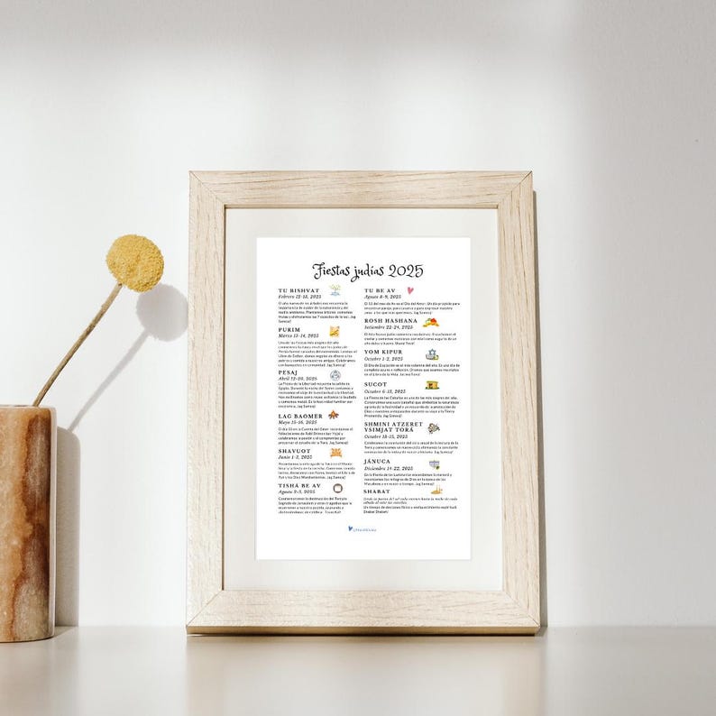 List of Jewish Holidays for 2025 to PRINT Etsy