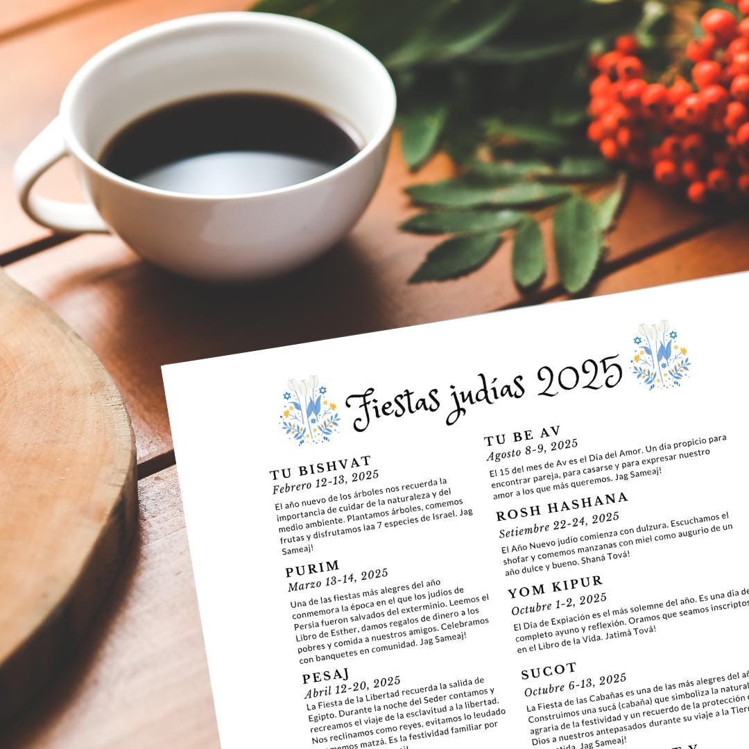 List of Jewish Holidays for 2025 to PRINT Etsy