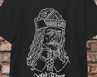 Dracula T-Shirt Vlad Tepes Shirt Vampire Tee Gothic Horror Halloween Costume Style Bram Stoker Gift XS-5X Unisex Ladies Long Sleeve Hoodie