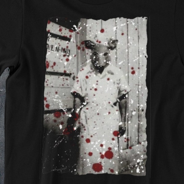 Horror Butcher T-Shirt | Gore Goth Halloween Shirt | Gruesome Tee | Scary Movie Top | Blood Splatter Apparel | Spooky Unisex Fashion