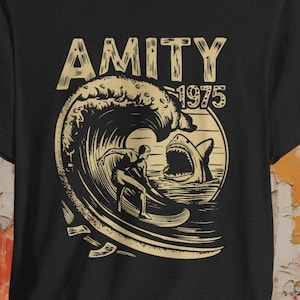 Jaws Shirt | Amity 1975 Surfer Tee Shark Jaws T-shirt | Bella Unisex Tee | Vintage Movie Shirt | Funny Beach Shirt | Surfing Gift | Classic