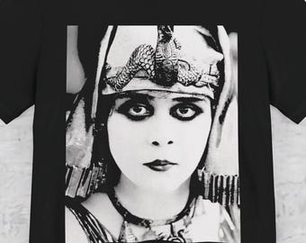 Theda Bara T-Shirt Cleopatra Graphic Tee Vintage Silent Film Shirt Black Tee Gothic Glam Style Retro Tee Gift For Classic Film Fan