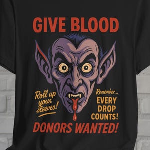 Vampire T-Shirt Give Blood Tee Nosferatu Dracula Shirt Black Tee Halloween Horror Style Gothic Graphic Tee Gift For Horror Fan
