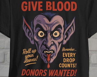 Vampire T-Shirt Give Blood Tee Nosferatu Dracula Shirt Black Tee Halloween Horror Style Gothic Graphic Tee Gift For Horror Fan