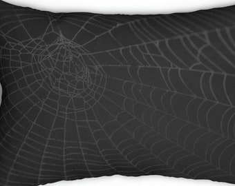 Gothic Home Decor Pillow ft SPIDER WEB Lumbar Pillow for Halloween Horror Gothic Decor and Addam's Family aesthetic Gift for goth