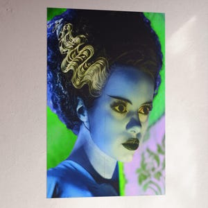 Bride Of Frankenstein Poster Classic Horror Wall Art Black Monster Print Retro Movie Decor Gothic Horror Style Gift For Film Buff