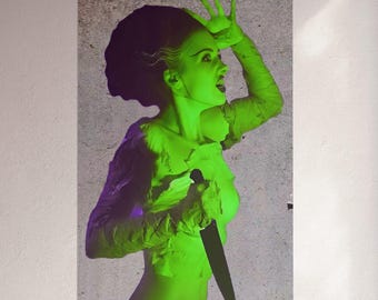 Bride Of Frankenstein Poster Horror Movie Wall Art Black Classic Monster Print Retro Film Decor Gothic Style Gift For Horror Fan