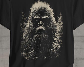 Bigfoot T Shirt Sasquatch Forest Graphic Black Tee Ladies Shirt Hoodie Long Sleeve Cryptid Shirt Camping Style Gift For Bigfoot Fan