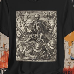Memento Mori Gothic Skull T-Shirt | Antique Skull Art Tee | Gothic Metal Apparel | Dark Aesthetic Shirt | Skeleton Gothic Clothing Goth Tee