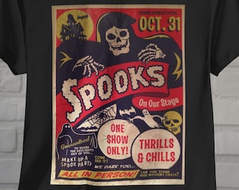 Retro Halloween Shirt Gothic Punk Rock T Shirt Tee Hoodie Long Sleeve Ladies Top Vintage Horror Movie Graphic Creepy Costume Gift For Fan