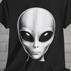 Alien T-Shirt Graphic Tee Black Tee Alien Shirt Punk Style Alien Face Shirt Sci Fi Shirt Cool Shirt Gift For UFO Fan