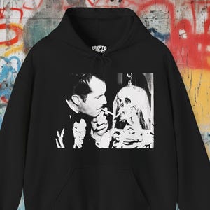 Vincent Price Hoodie Black Vintage Horror Cigarette Skeleton Jacket Hooded Sweatshirt Spooky Gothic Halloween Gift Horror Fans