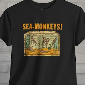 Vintage Comic Shirt Sea Monkeys T-Shirt Retro Graphic Tee Black Tee Kitsch Style Pop Culture Gift For Collector Childhood Memory Fan