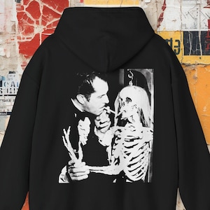 Vincent Price Hoodie Vintage Black Skeleton Design Goth Horrorcore Classic Horror Movie Shirt Spooky Creepy T-shirt Sweatshirt