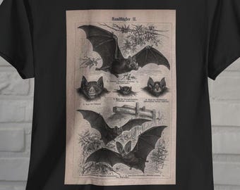 Gothic Bat T-shirt Vampire Shirt Horror Tee Halloween Grunge Metal Emo Alternative Fashion Dark Aesthetic Gift Unisex Ladies Long Sleeve