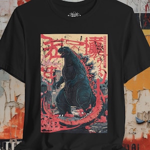 Godzilla T-shirt Shin Godzilla Graphic Black Tee Kaiju No 8 Shirt Vintage Godzilla Shirt Mechagodzilla Gift True Monster Tee